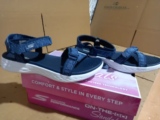 SKETCHERS ON THE GO SANDALS IN NAVY BLUE SIZE 7