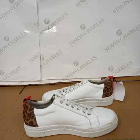 RUTH LANGSFORD WHITE ZIPPED LEOPARD TRAINERS SIZE 38