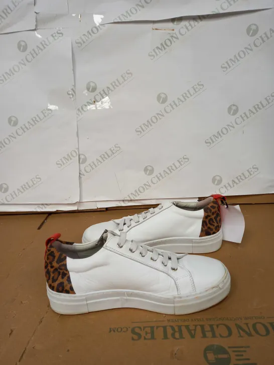 RUTH LANGSFORD WHITE ZIPPED LEOPARD TRAINERS SIZE 38