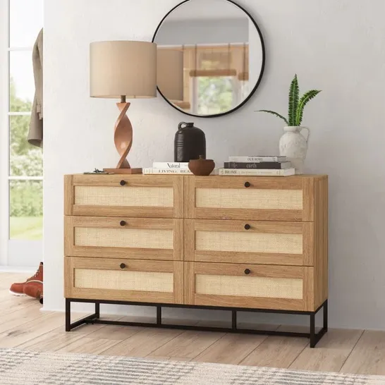 BOXED REESE 6-DRAWER CHEST OF DRAWERS - COLOUR: OAK (1 BOX)