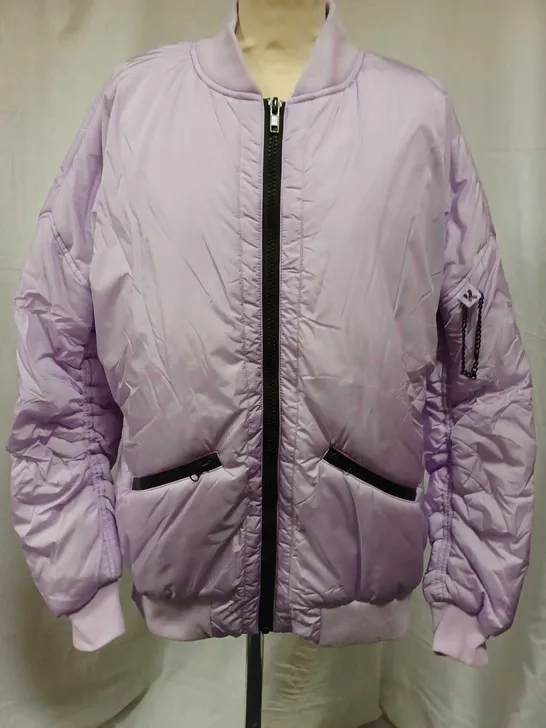 BRAND NEW KOI MESSAGES UNISEX BOMBER JACKET, LILAC - SIZE XS