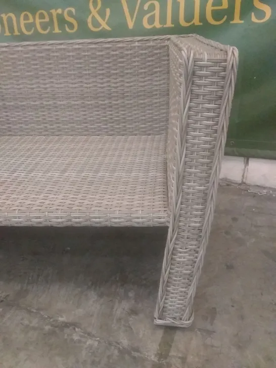 RATTAN EFFECT 2 SEATER GARDEN SOFA GREY