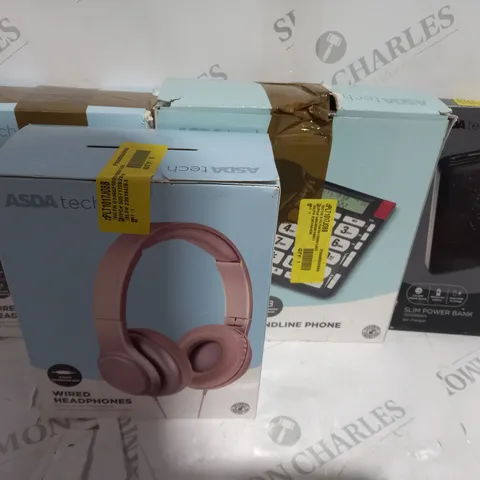 LOT OF ASSORTED ITEMS TO INCLUDE - WIRED HEADPHONES  - POWER BANK - ALARM CLOCKS 
