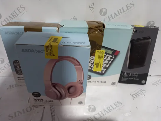 LOT OF ASSORTED ITEMS TO INCLUDE - WIRED HEADPHONES  - POWER BANK - ALARM CLOCKS 