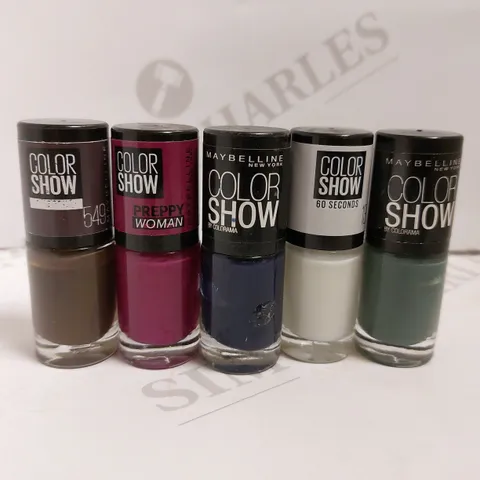 BOX OF APPROX 5 MAYBELLINE COLOUR SHOW NAIL LACQUER IN ASSORTED COLOURS