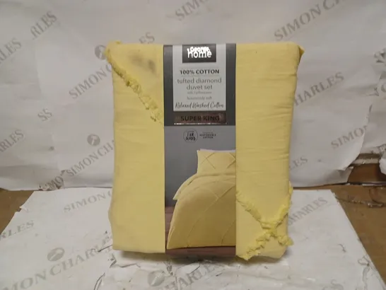 TUFTED DIAMOND DUVET SET - SUPER KING - YELLOW 