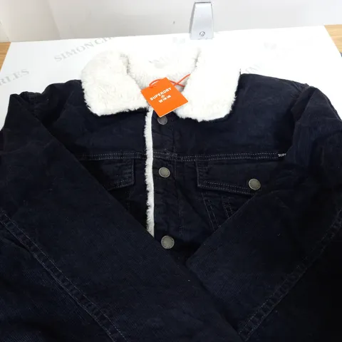 SUPERDRY VINTAGE SHERPA CORDUROY TRUCKER JACKEY IN ASH UK SIZE 14