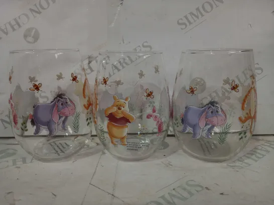 SET OF 3 WINNIE THE POOH GLASS TUMBLERS