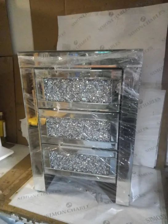 BOXED UNBRANDED MIRRORED BEDSIDE TABLE - COLLECTION ONLY