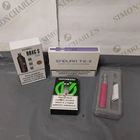 BOX OF APPROXIMATELY 20 ASSORTED E-CIGARATTES TO INCLUDE VAPORESSO, VOOPOO, ASPIRE ETC