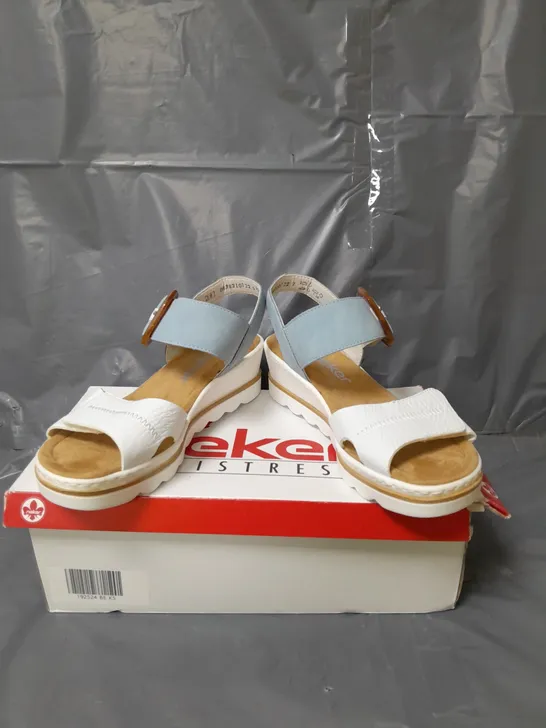 RIEKER WEDGE BUCKLE SANDALS BLUE SIZE 5