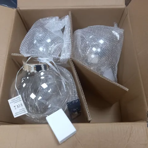 LOT OF 3 20CM LIGHT UP BAUBLES