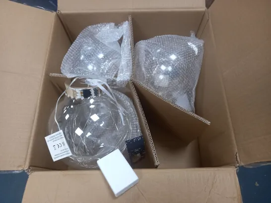 LOT OF 3 20CM LIGHT UP BAUBLES