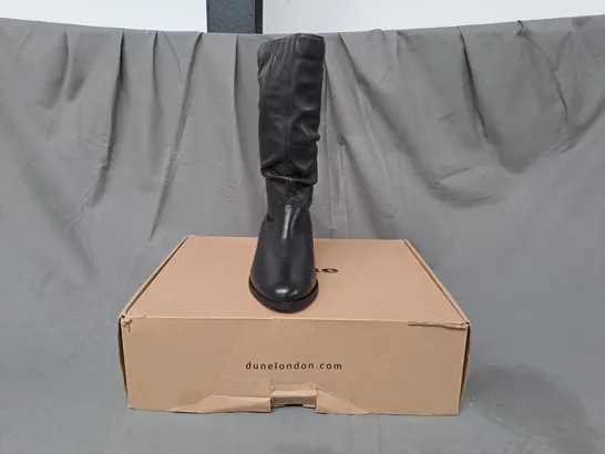 BOXED PAIR OF DUNE LONDON CALF BOOTS IN BLACK EU SIZE 36