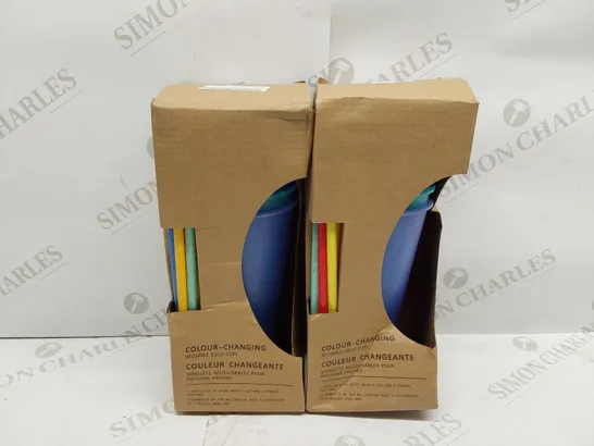 BOX OF APPROXIMATELY 2X 5PCS BRAND NEW 709ML COLOUR CHANGING REUSABLE COLD CUPS WITH STRAWS 