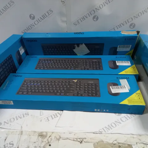 APPROXIMATELY 5 RAPOO KEYBOARD AND MOUSE COMBOS TO INCLUDE X1800S, 8100M, 9300M, ETC