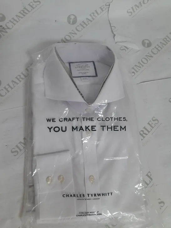 CHARLES TYRWHITT EXTRA SLIM FIT DRESS SHIRT IN WHITE 16/34IN