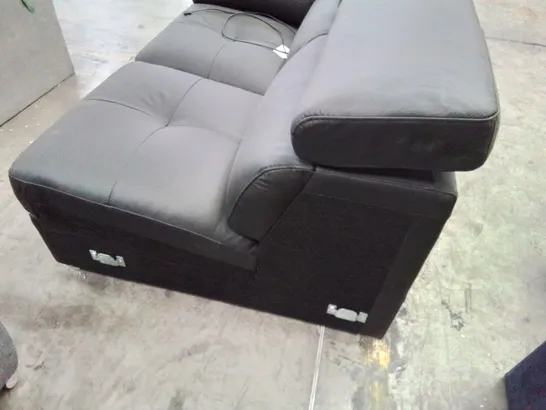 ITALIAN STYLE TWO SEATER SECTION WITH ADJUSTABLE HEADRESTS BLACK LEATHER 