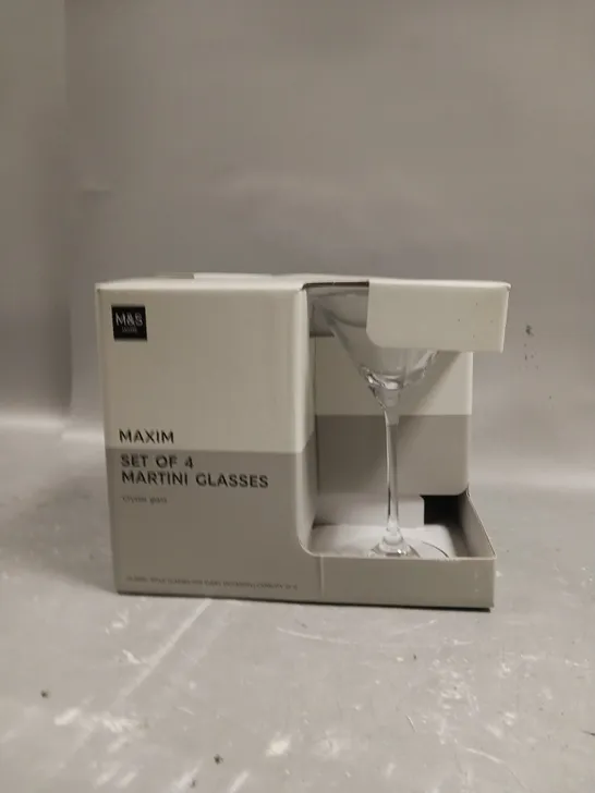 BOXED M&S SET OF 4 MARTINI GLASSES