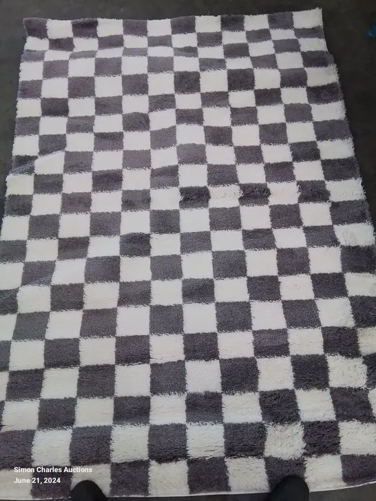 QUALITY DESIGNER PURPLE CHEQUERED AREA RUG 160×230