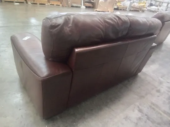 QUALITY ITALIAN DESIGNER GUTTUSO 2 SEATER LOVESEAT SOFAS - BROWN LEATHER 