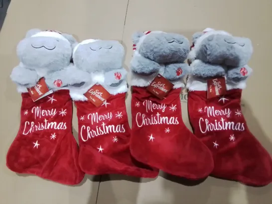 LOT OF 13 BRAND NEW BOXED 4 PACKS OF 48CM MUSICAL HIPPO THEMED XMAS SACKS - 56 TOTAL