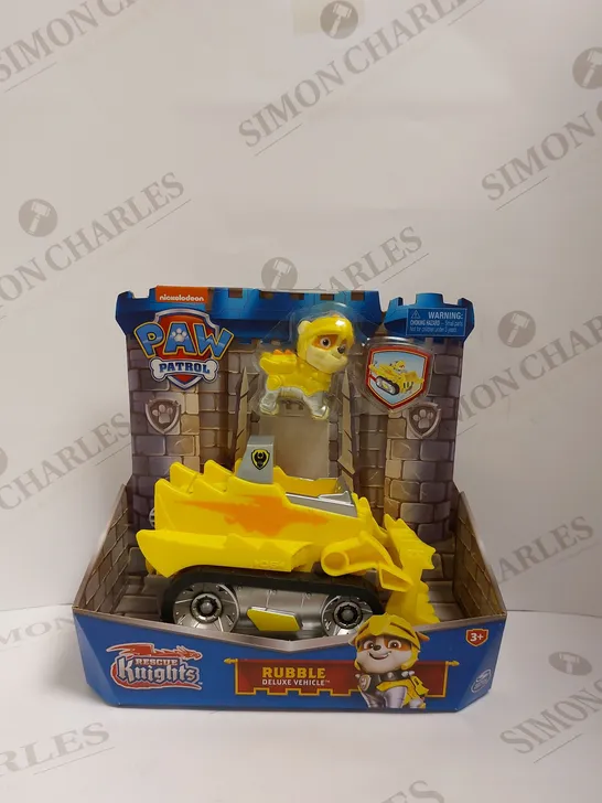 BRAND NEW PAW PATROL RESCUE KNIGHTS RUBBLE DELUXE VEHICLE 3+