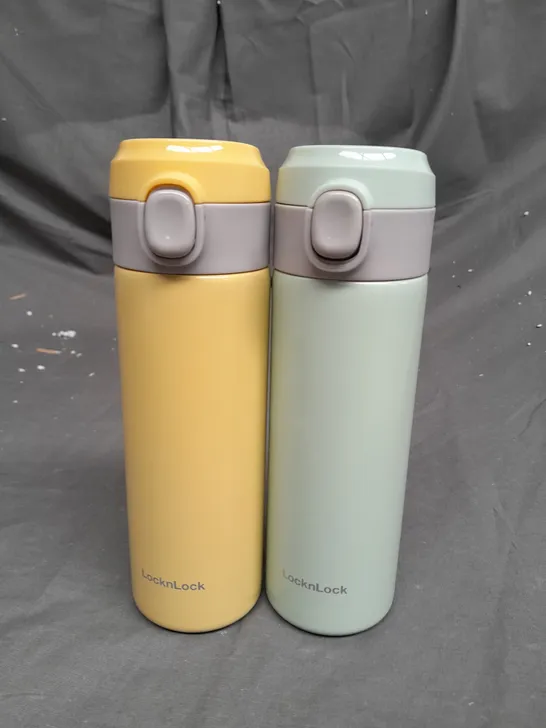 LOCK & LOCK SET OF 2 STAINLESS INSULATED DAILY POP PASTEL WATER BOTTLES