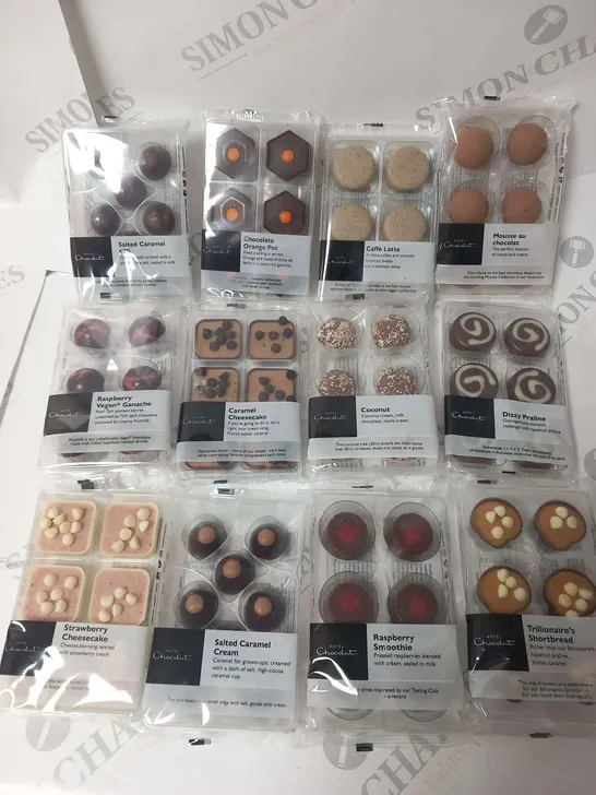 APPROXIMATELY 16 HOTEL CHOCOLAT SELECTOR PACKS TO INCLUDE; MOUSSE AU CHOCOLAT, CAFFE LATTE, SALTED CARAMEL, CARAMEL CHEESECAKE, DIZZY PRALINE AND BILLIONAIRES SHORTBREAD