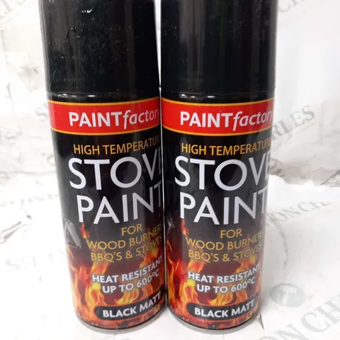 APPROXIMATELY 12 PAINT FACTORY HIGH TEMPERATURE STOOVE PAINT 400ML