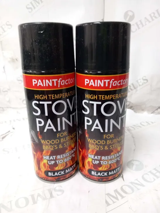 APPROXIMATELY 12 PAINT FACTORY HIGH TEMPERATURE STOOVE PAINT 400ML