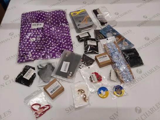 21 BRAND NEW ITEMS TO INCLUDE PURPLE POLKA DOT ITEM, FLIGHT SOCKS, WATCH STRAPS, LANNISTER PINS