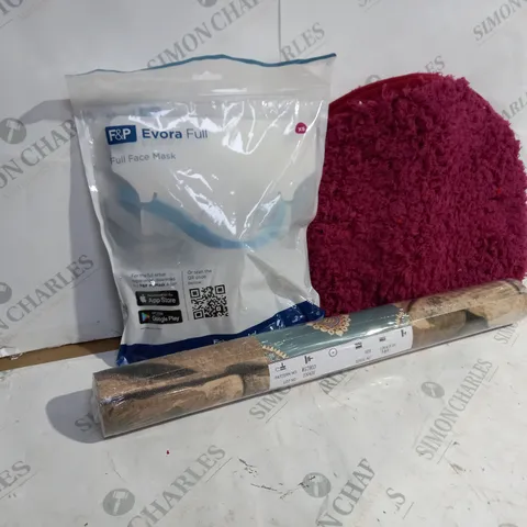 APPROXIMATELY 10 ASSORTED ITEMS TO INCLUDE F&P EVORA FULL FACE MASK, WALL PAPER, PET MAT ETC. 