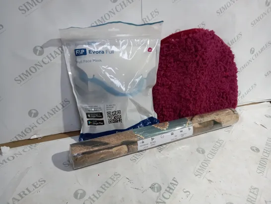 APPROXIMATELY 10 ASSORTED ITEMS TO INCLUDE F&P EVORA FULL FACE MASK, WALL PAPER, PET MAT ETC. 