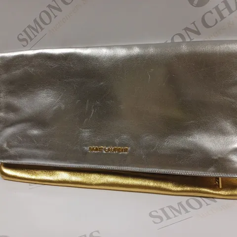 SAINT LAURENT SILVER/GOLD FOLDING CLUTCH BAG 