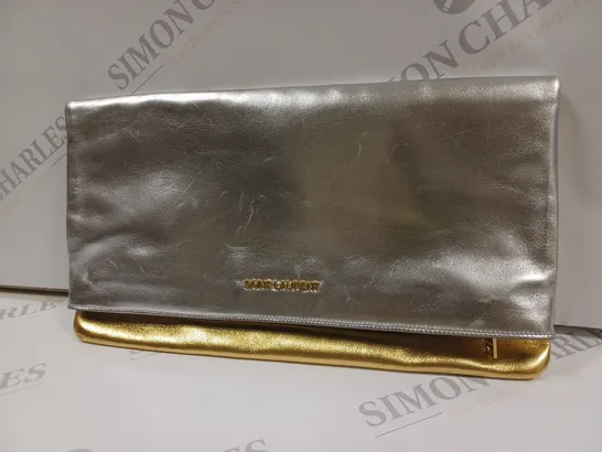 SAINT LAURENT SILVER/GOLD FOLDING CLUTCH BAG 