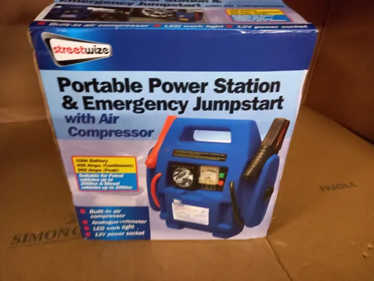 BOXED STREETWISE PORTABLE POWER STATION AND JUMPSTARTER WITH AIR COMPRESSOR