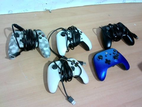 LOT OF 5 ASSORTED CONTROLLERS FOR XBOX