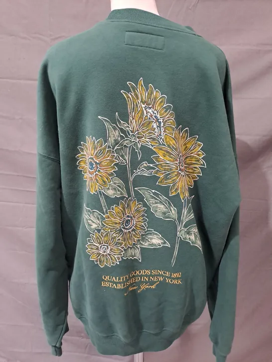 ABERCROMBIE & FITCH LONG SLEEVE JUMPER IN GREEN SIZE LARGE