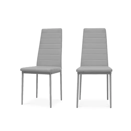 SET OF GREY FAVOUR UPHOLSTERED DINING CHAIRS