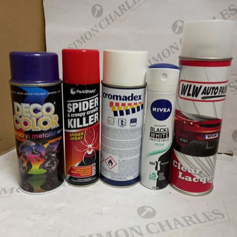 LOT OF APPROXIMATELY 18 ASSORTED AEROSOLS, TO INCLUDE CAR LACQUER, CROMADEX, ETC - COLLECTION ONLY