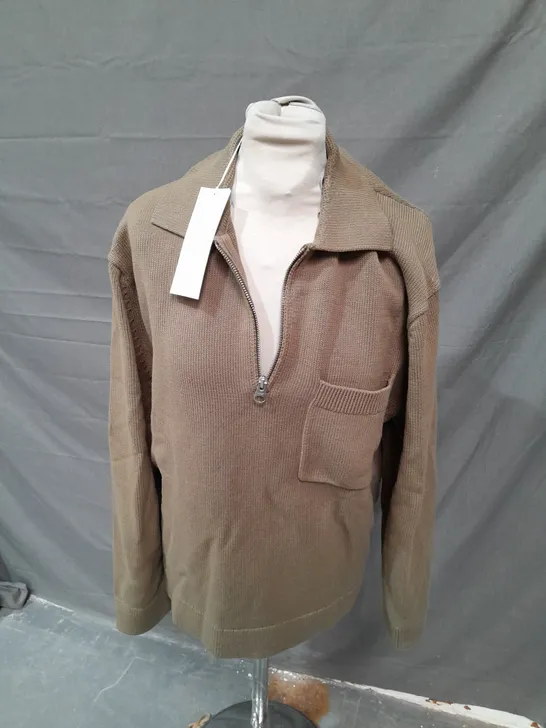 ARKET KHAKI QUARTER ZIP - SMALL