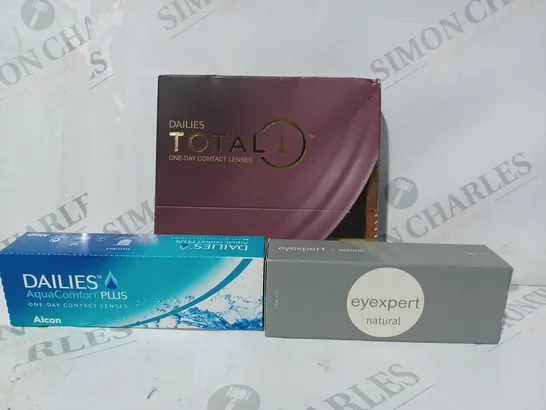 APPROXIMATELY 20 ASSORTED HOUSEHOLD ITEMS TO INCLUDE EYEXPERT NATURAL CONTACT LENSES, DAILIES CONTACT LENSES, ETC