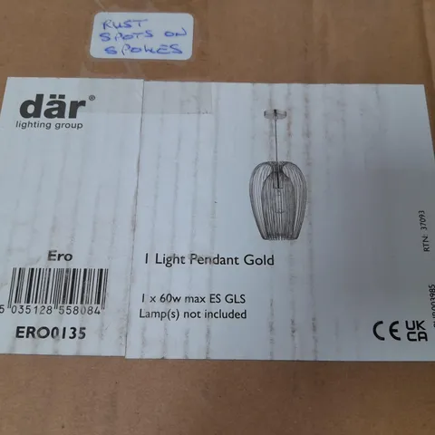 BOXED DAR LIGHTING 1-LIGHT PENDANT GOLD