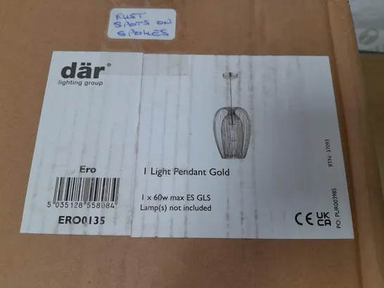 BOXED DAR LIGHTING 1-LIGHT PENDANT GOLD