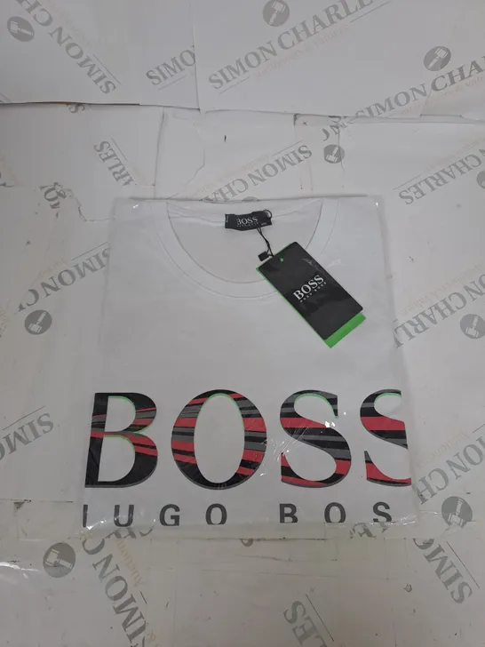 BAGGED HUGO BOSS LOGO T-SHIRT IN WHITE SIZE XXL