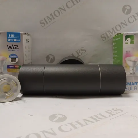 4LITE OUTSIDE LAMP HOLDER 230V-50HZ IN GREY WITH 2 WIZ CONNECT SMART BULBS 