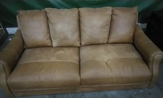 QUALITY 3 SEATER RUST LEATHER SOFA 