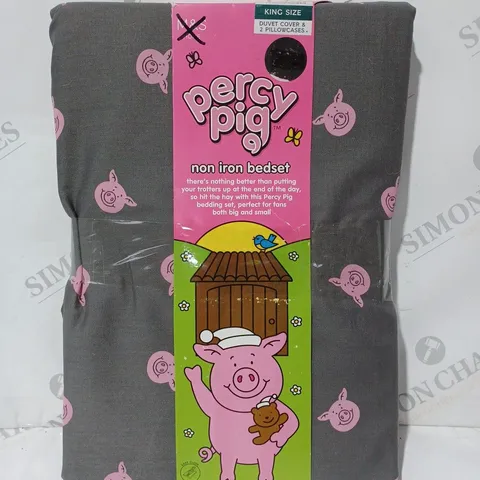 PERCY PIG NON-IRON BEDSET KINGSIZE DUVET COVER SET