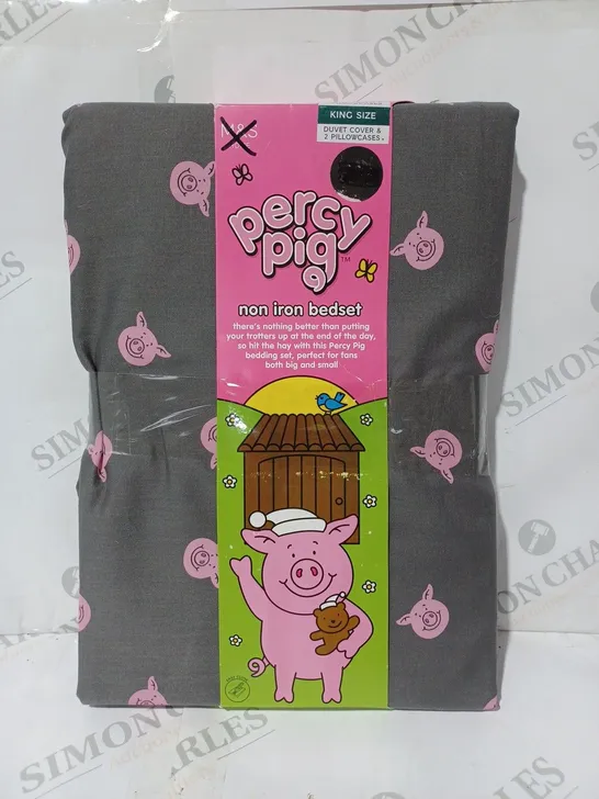 PERCY PIG NON-IRON BEDSET KINGSIZE DUVET COVER SET